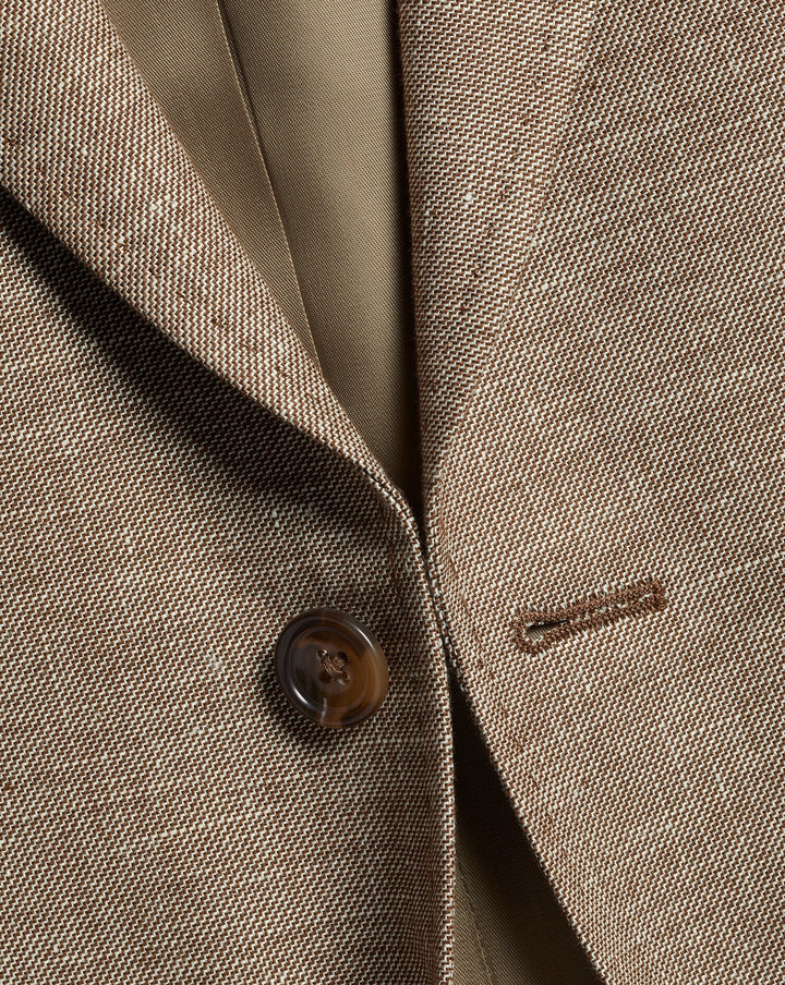 Taupe Slim Fit Linen Cotton Jacket