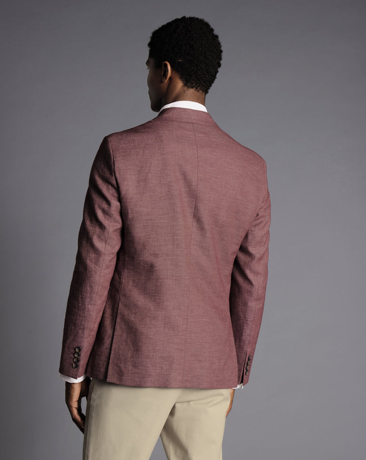 Wine Red Slim Fit Linen Cotton Jacket