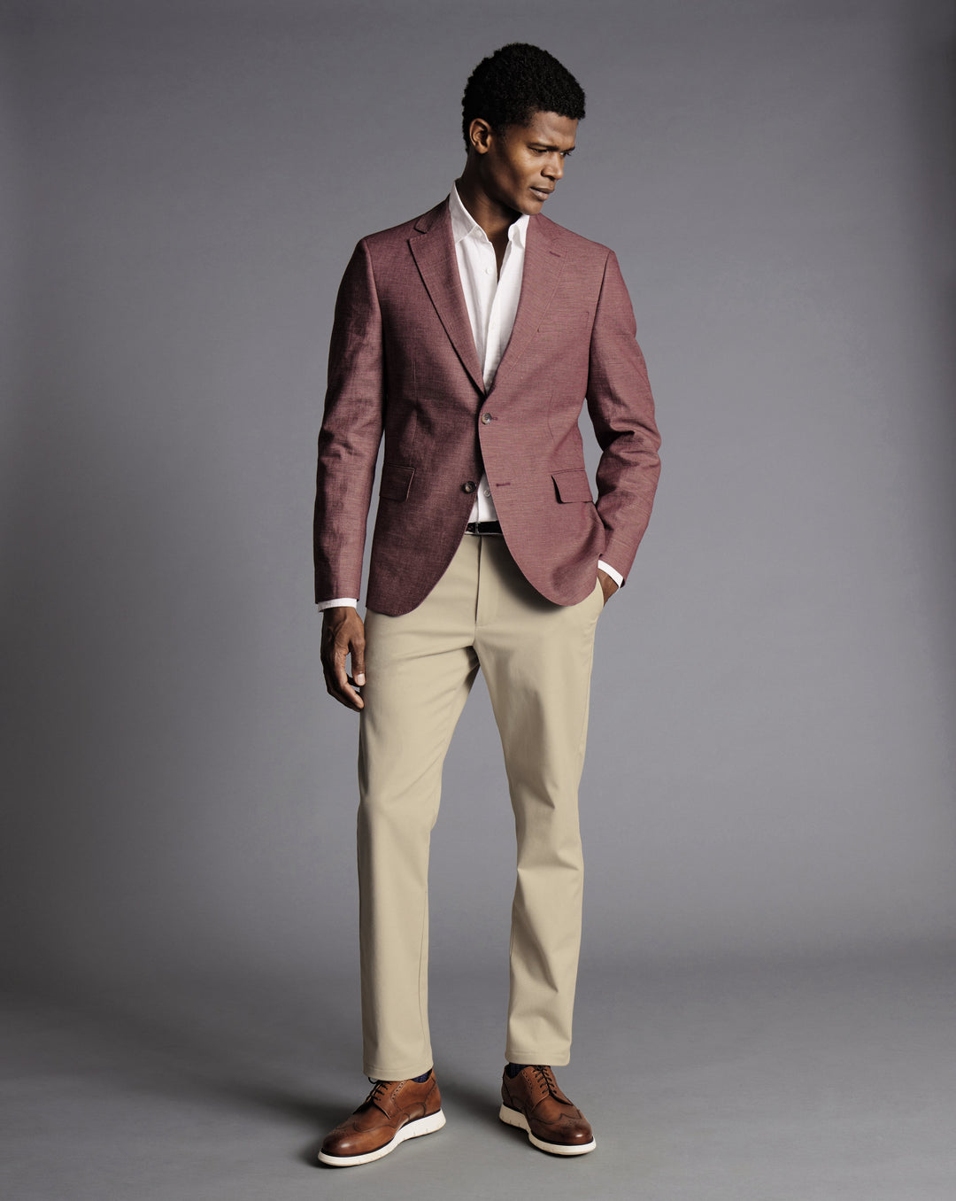 Wine Red Slim Fit Linen Cotton Jacket