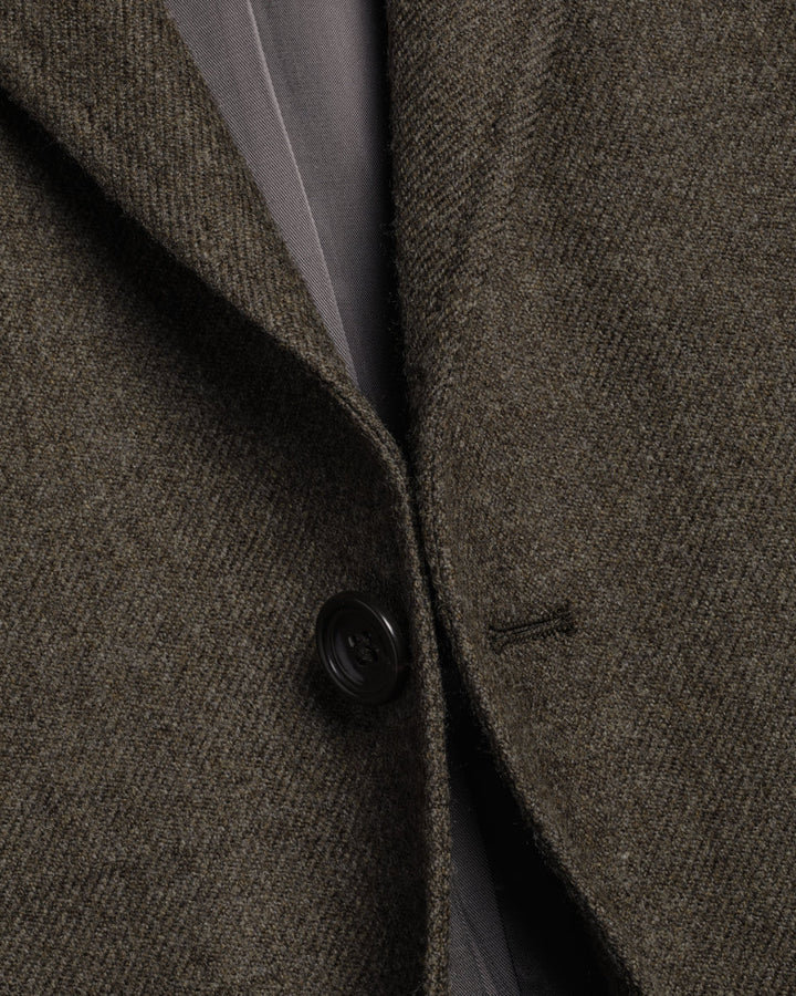 Mocha Twill Wool Slim Fit Jacket