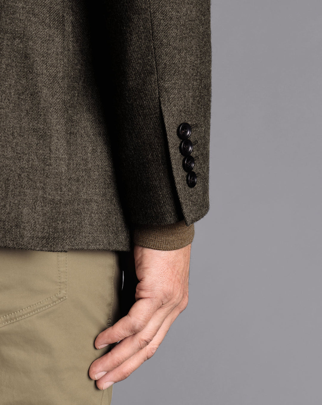 Mocha Twill Wool Slim Fit Jacket