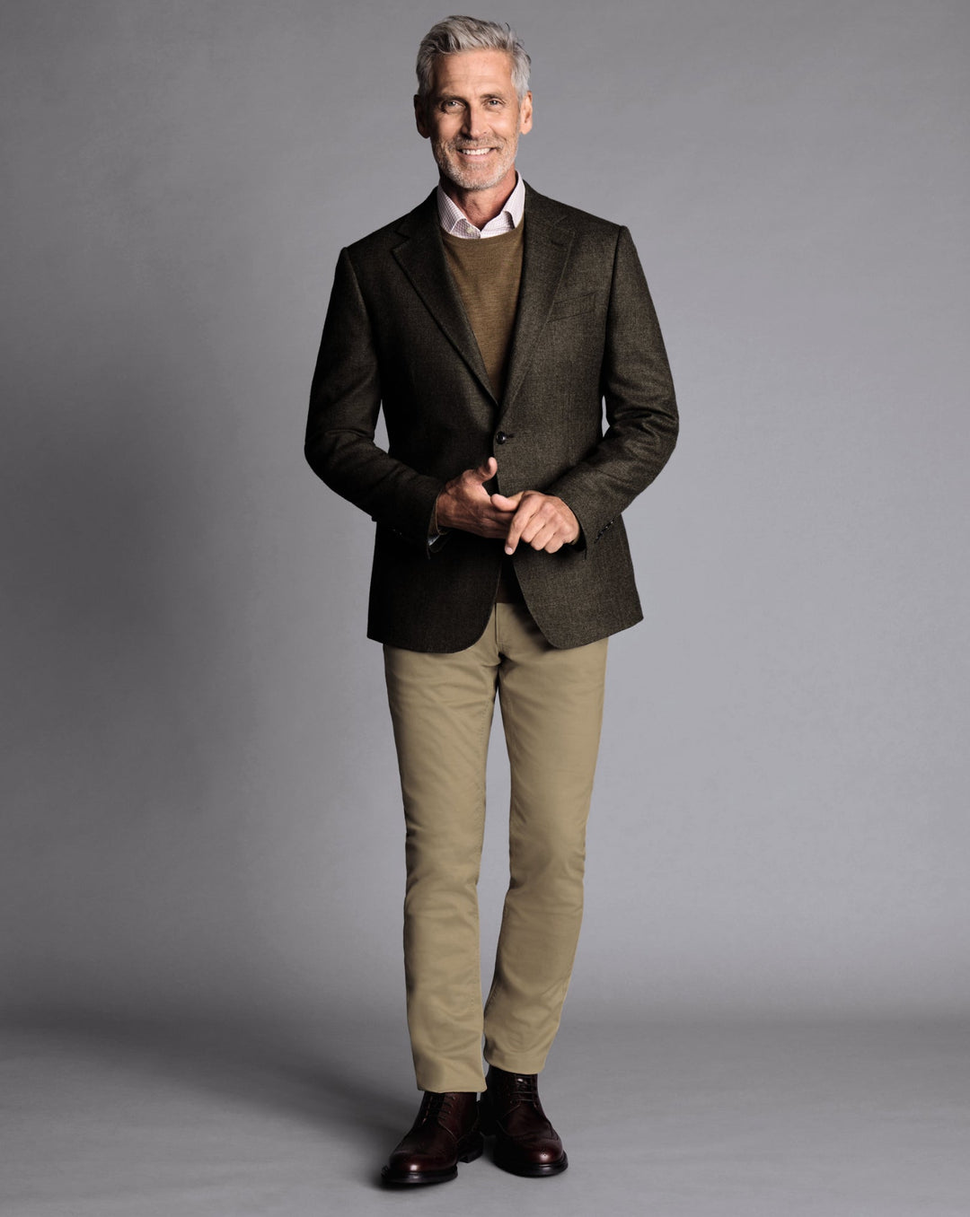 Mocha Twill Wool Slim Fit Jacket