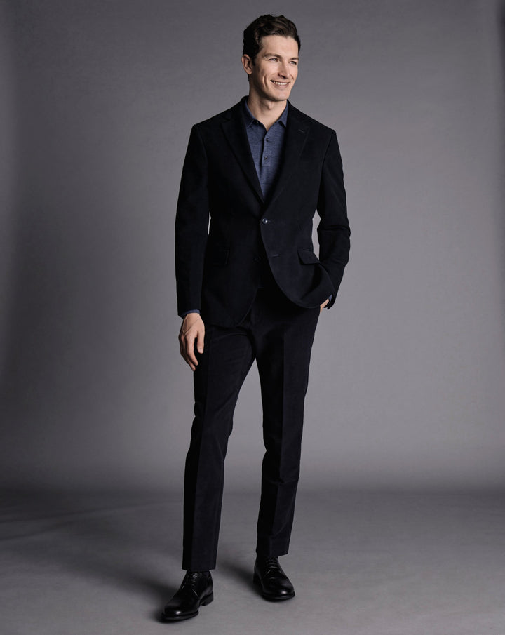 Navy Italian Moleskin Slim Fit Jacket