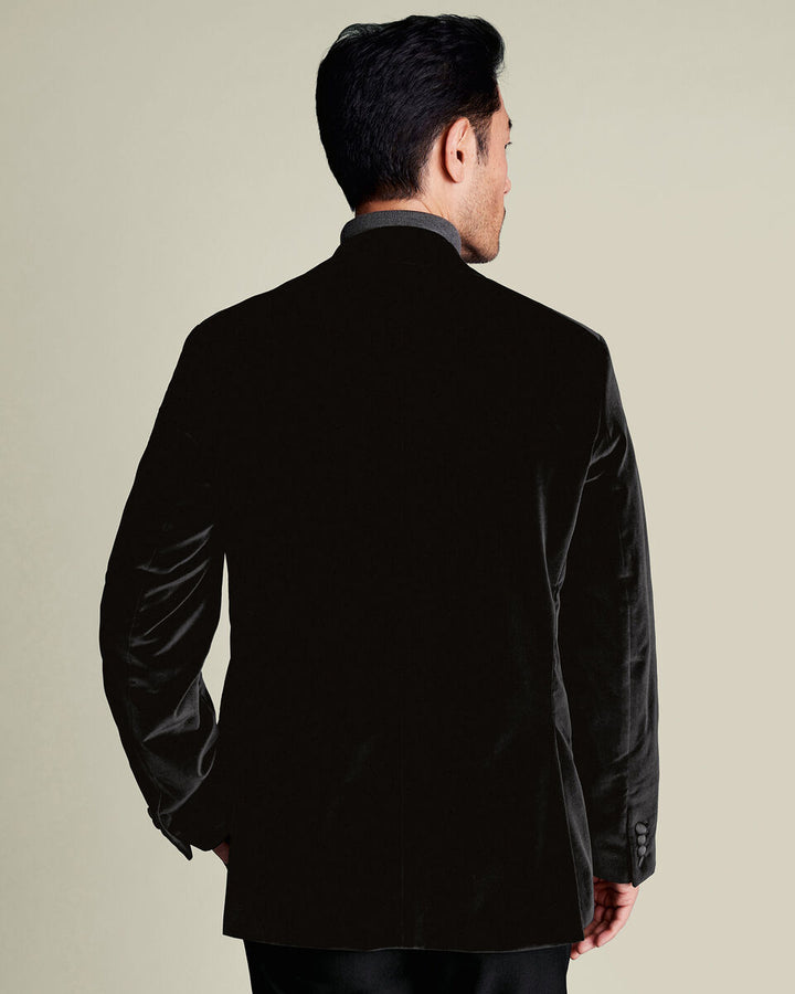 Black Italian Velvet Slim Fit Jacket