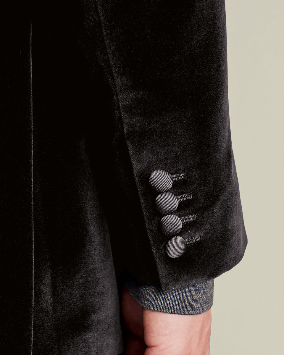 Black Italian Velvet Slim Fit Jacket