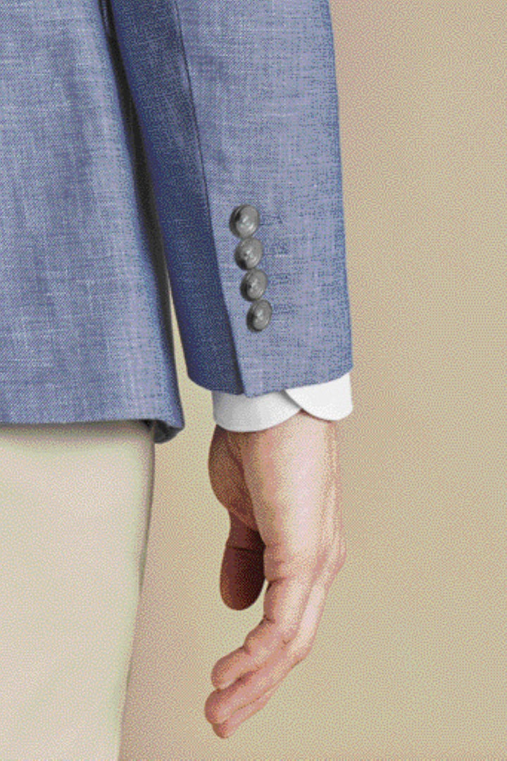 Cobalt Blue Linen Cotton Slim Fit Jacket