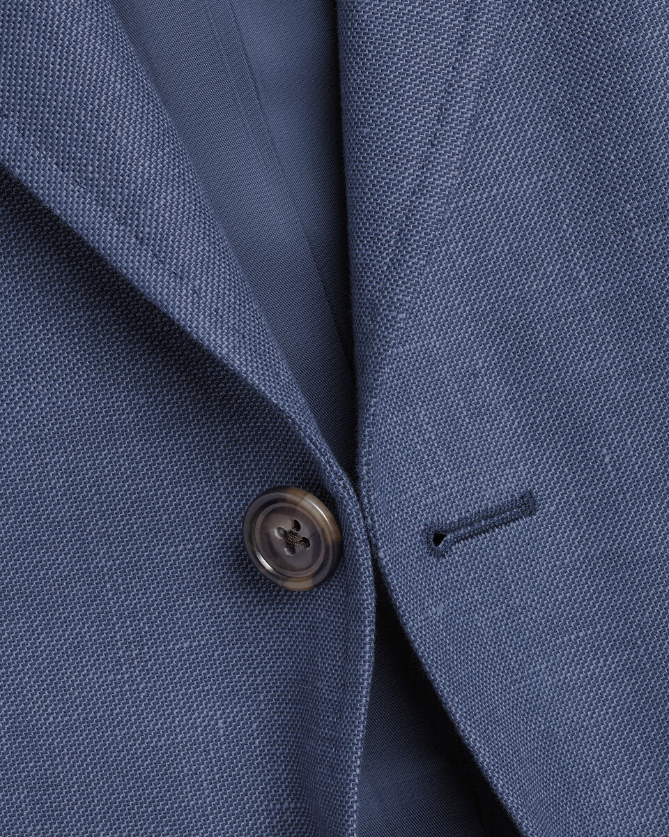 Steel Blue Linen Cotton Slim Fit Jacket