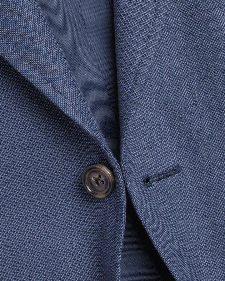 Steel Blue Linen Cotton Slim Fit Jacket
