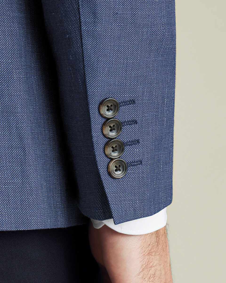 Steel Blue Linen Cotton Slim Fit Jacket