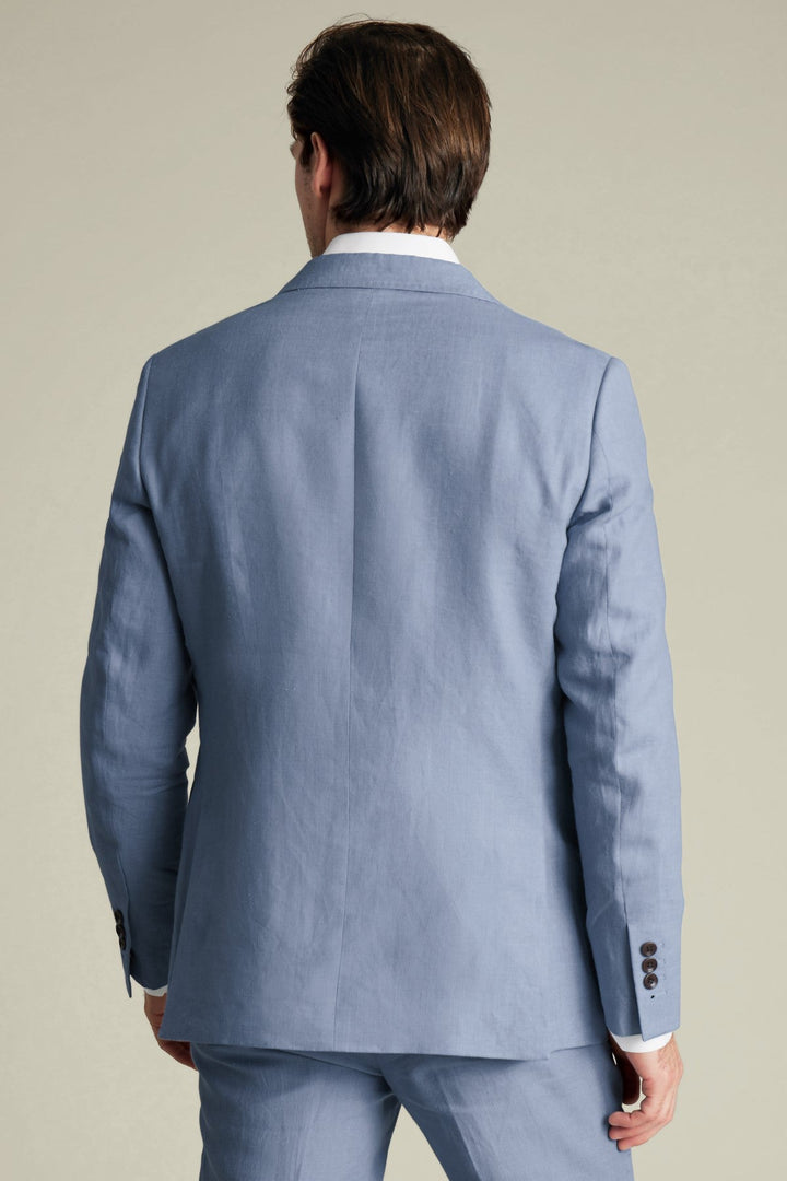 Airforce Blue Linen Slim Fit Jacket