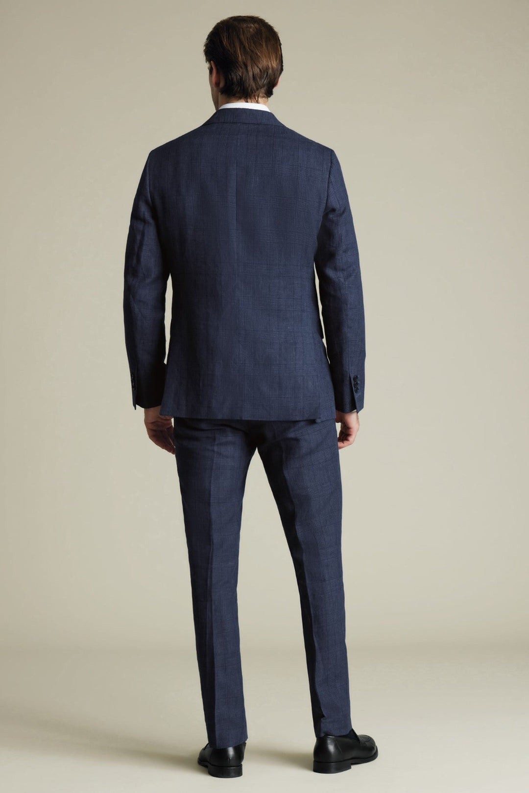 Indigo Blue Check Linen Slim Fit Jacket