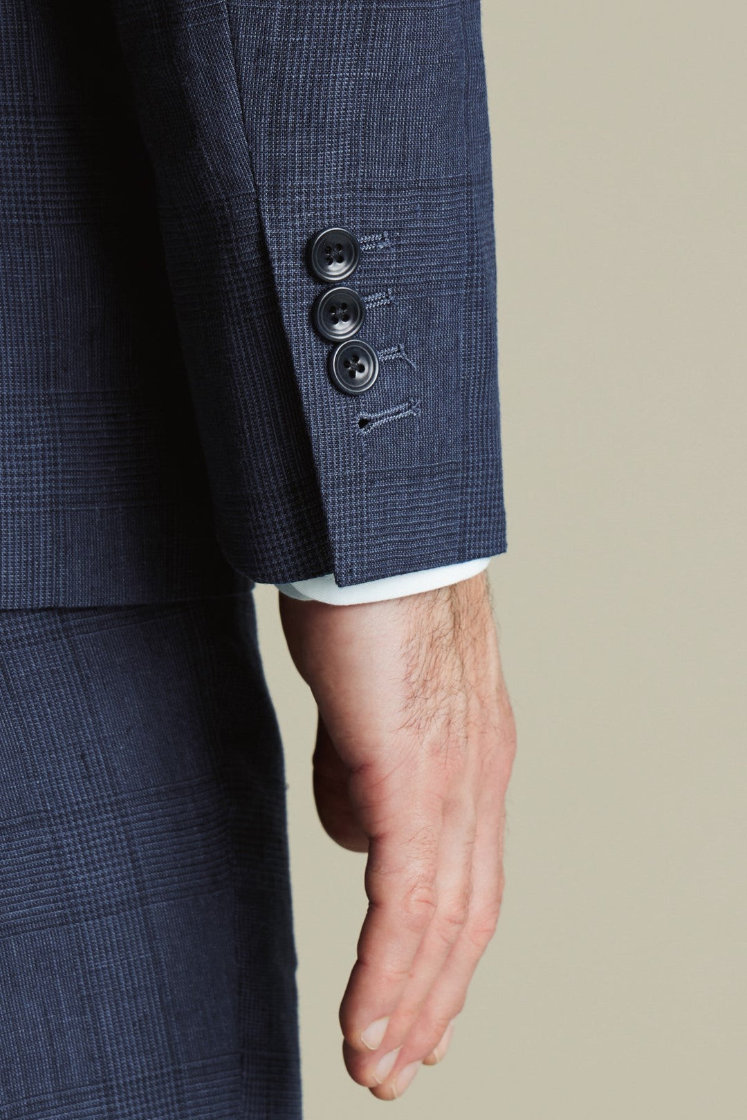 Indigo Blue Check Linen Slim Fit Jacket