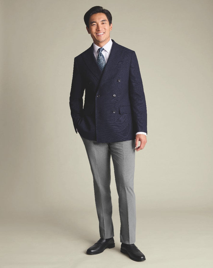 Navy Proper Blazer Slim Fit Double Breasted Jacket