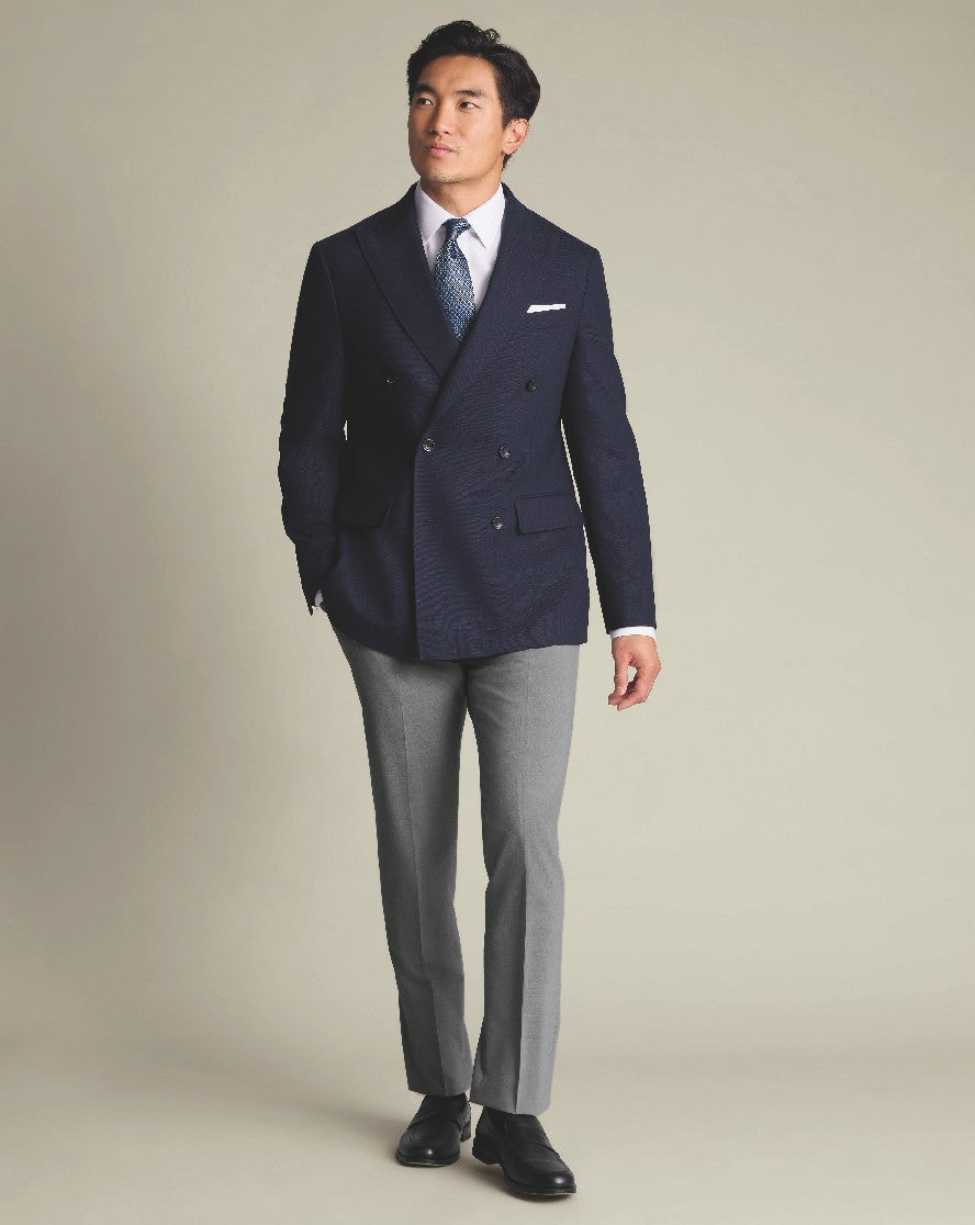 Navy Proper Blazer Slim Fit Double Breasted Jacket