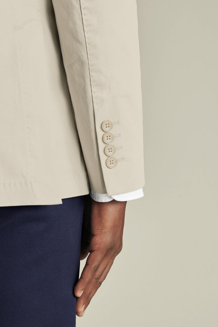 Ivory Cotton Stretch Slim Fit Jacket