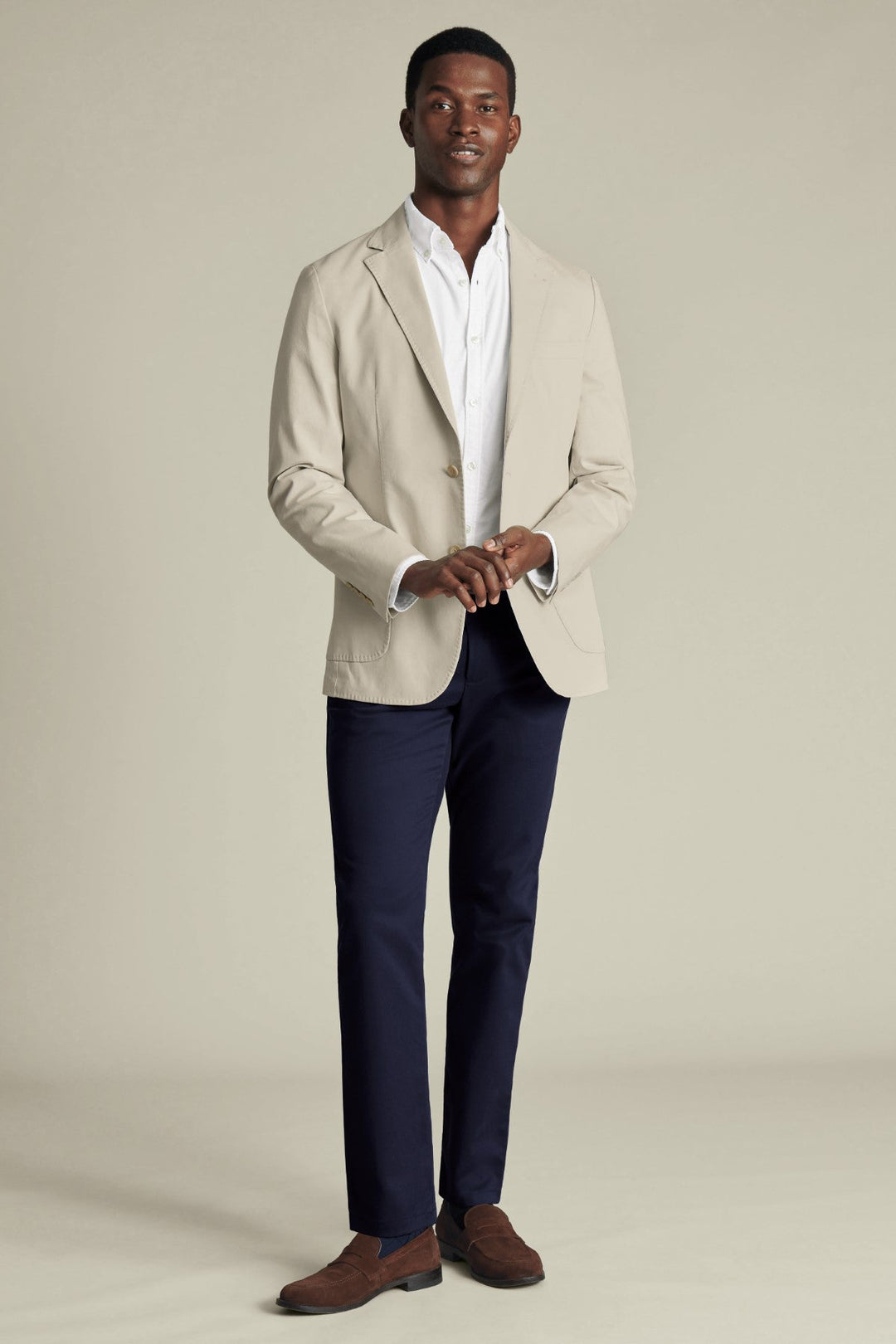 Ivory Cotton Stretch Slim Fit Jacket