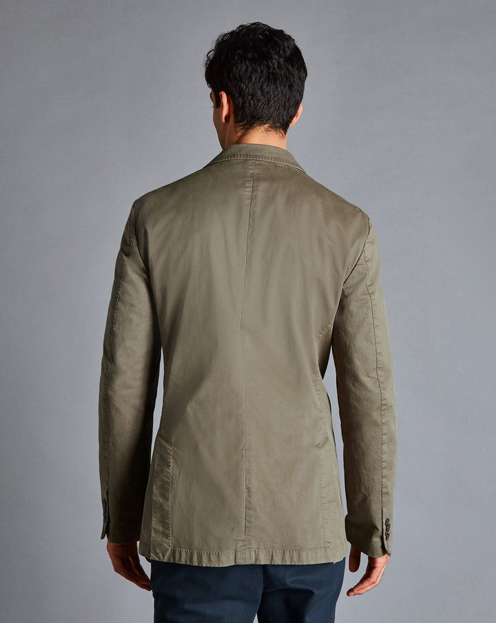 Olive Green Slim Fit Cotton Stretch Jacket