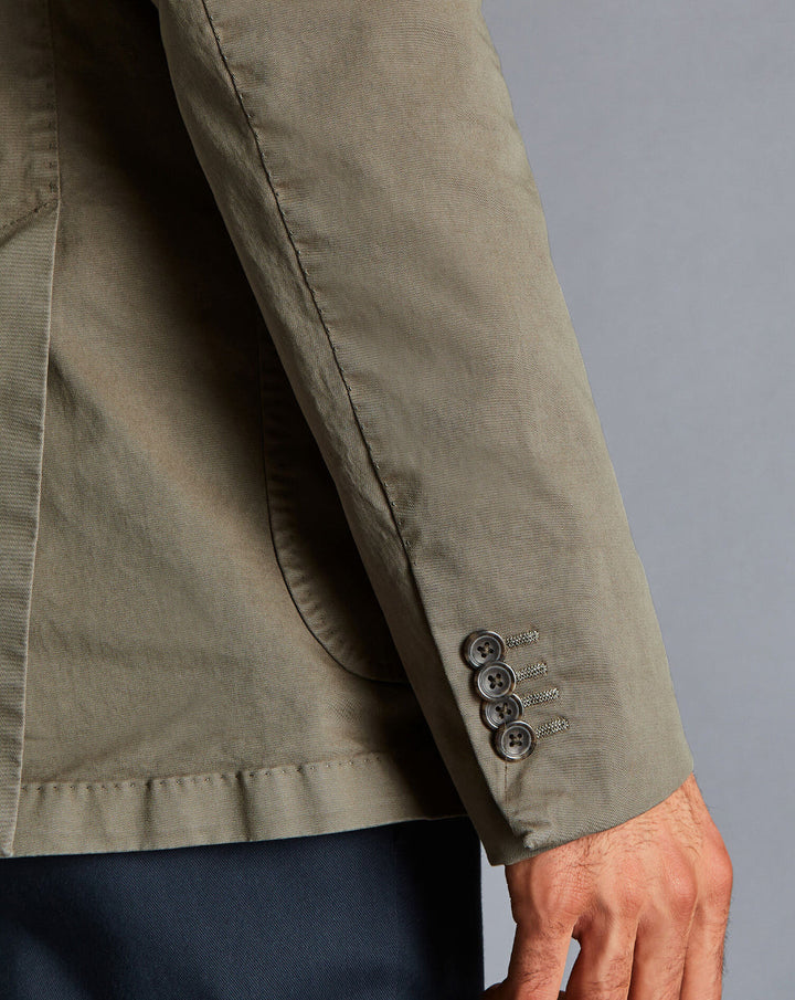 Olive Green Slim Fit Cotton Stretch Jacket