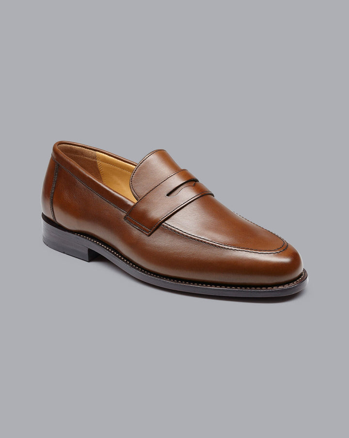 Dark Tan Leather Saddle Loafer