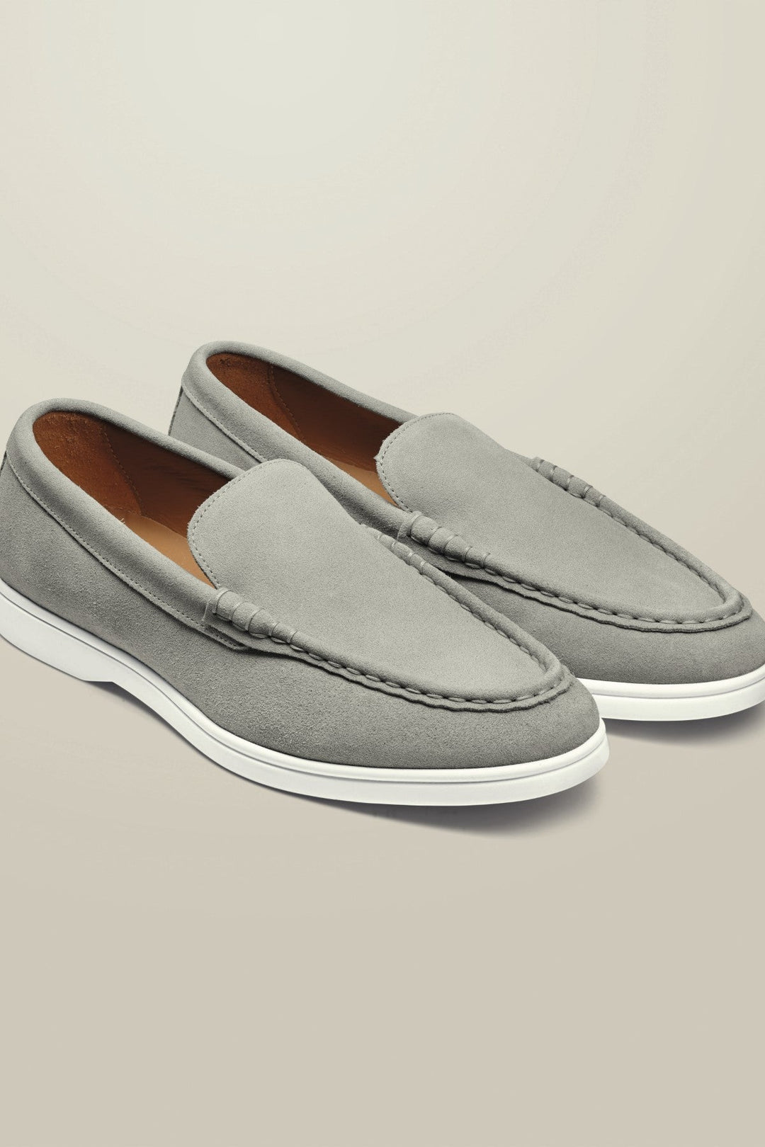Light Grey Suede Slip On Loafer
