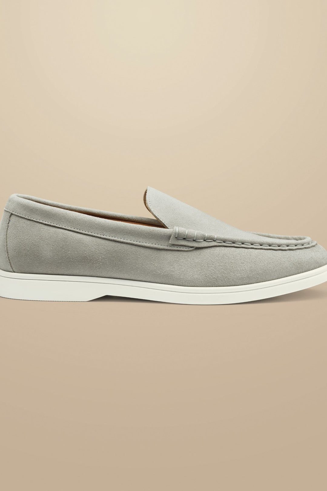 Light Grey Suede Slip On Loafer