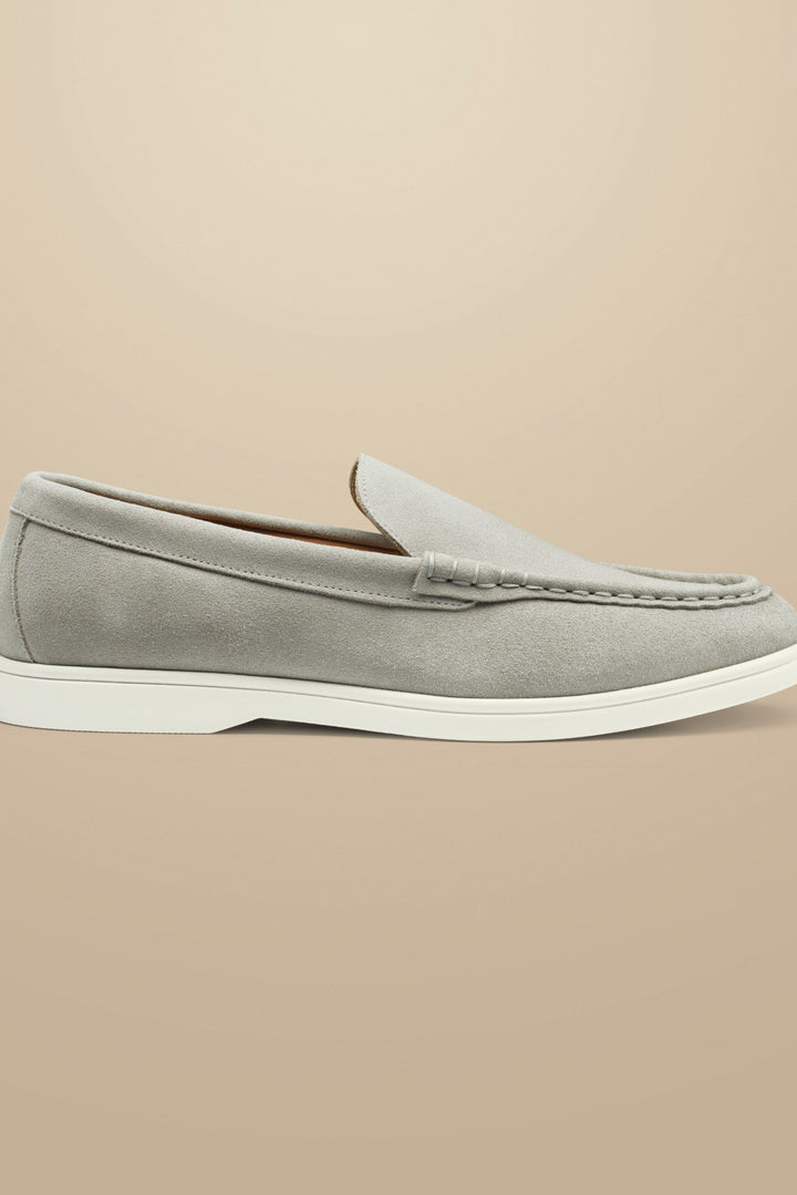 Light Grey Suede Slip On Loafer