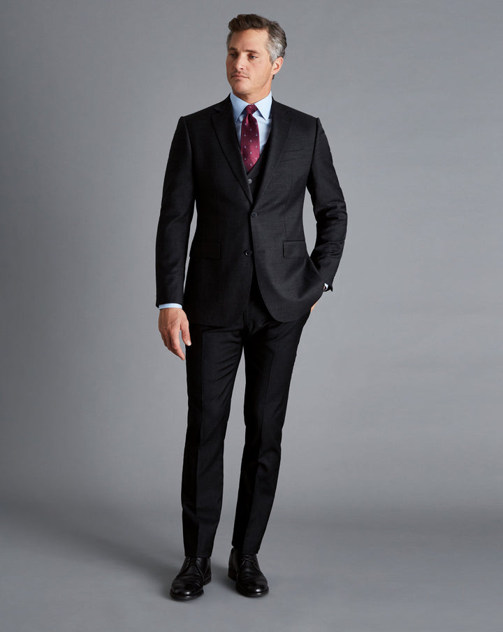 Black Adjustable Fit Natural Stretch Twill Suit Waistcoat