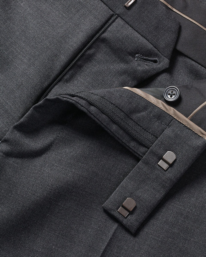 Charcoal Classic Fit Natural Stretch Twill Suit Trouser
