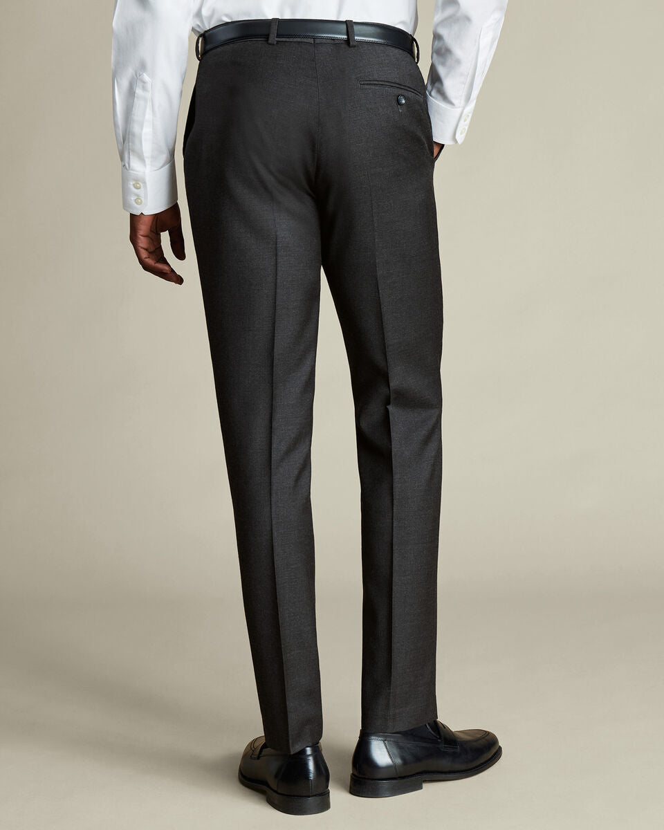 Charcoal Classic Fit Natural Stretch Twill Suit Trouser