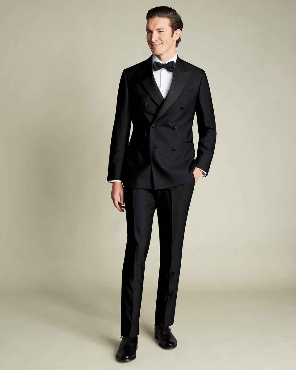 Black Adjustable Fit Dinner Suit Double Breasted Waistcoat