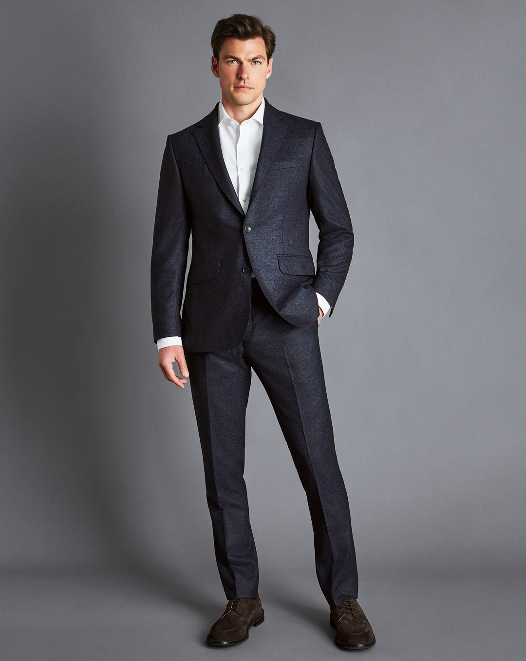 Charles Tyrwhitt Ink Blue Italian Flannel Slim Fit Suit Trouser