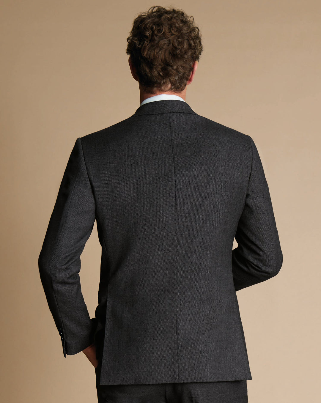 Grey Slim Fit Natural Stretch Birdseye Suit Jacket