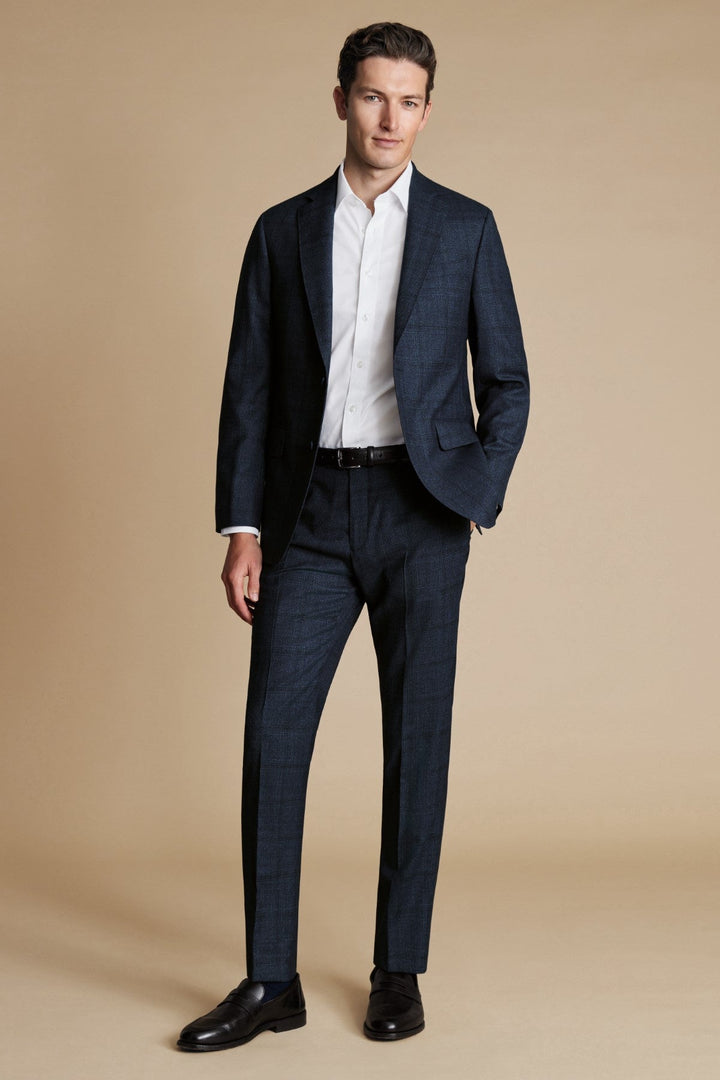 Steel Blue Pow Check Slim Fit Ultimate Performance Suit Jacket