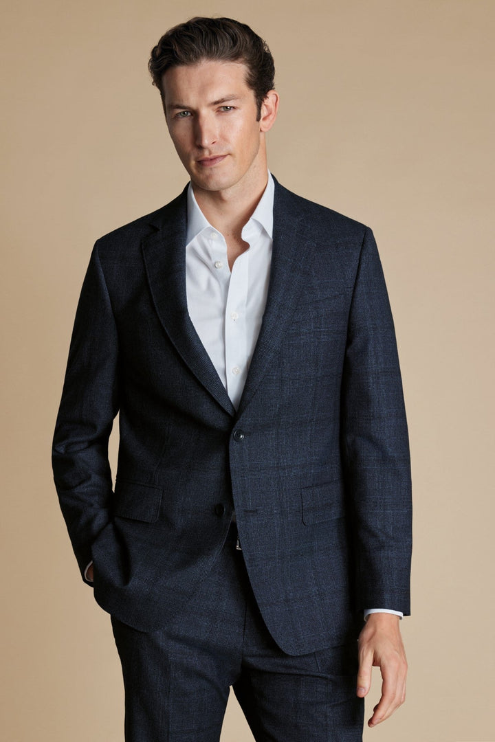 Steel Blue Pow Check Slim Fit Ultimate Performance Suit Jacket