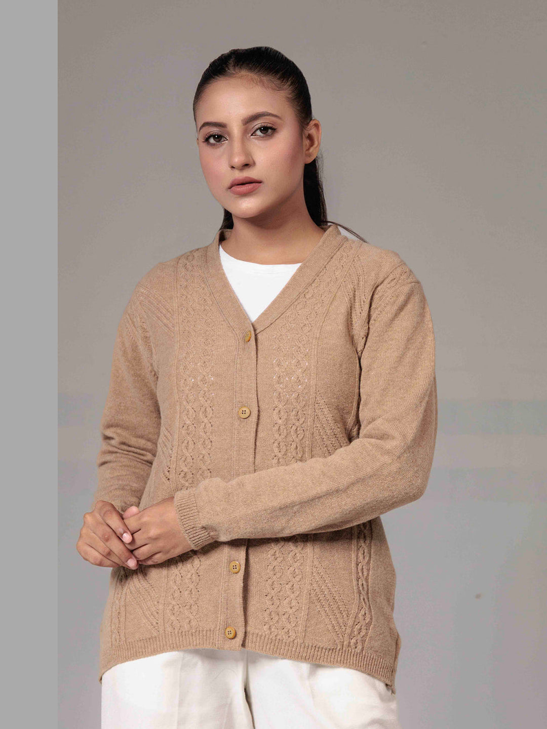 Oxford Ladies F/S Cardigan L-993 (Camel)