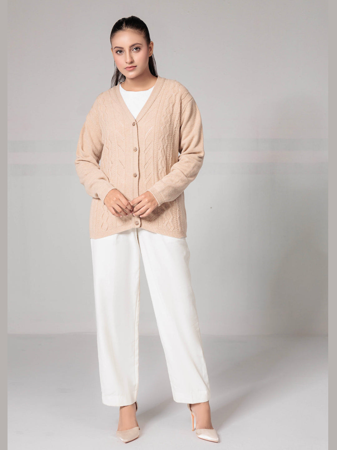 Oxford Ladies F/S Cardigan L-995 (Camel)