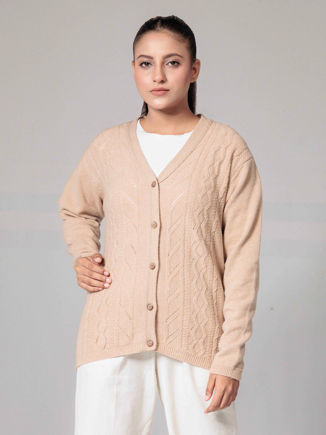 Oxford Ladies F/S Cardigan L-995 (Camel)