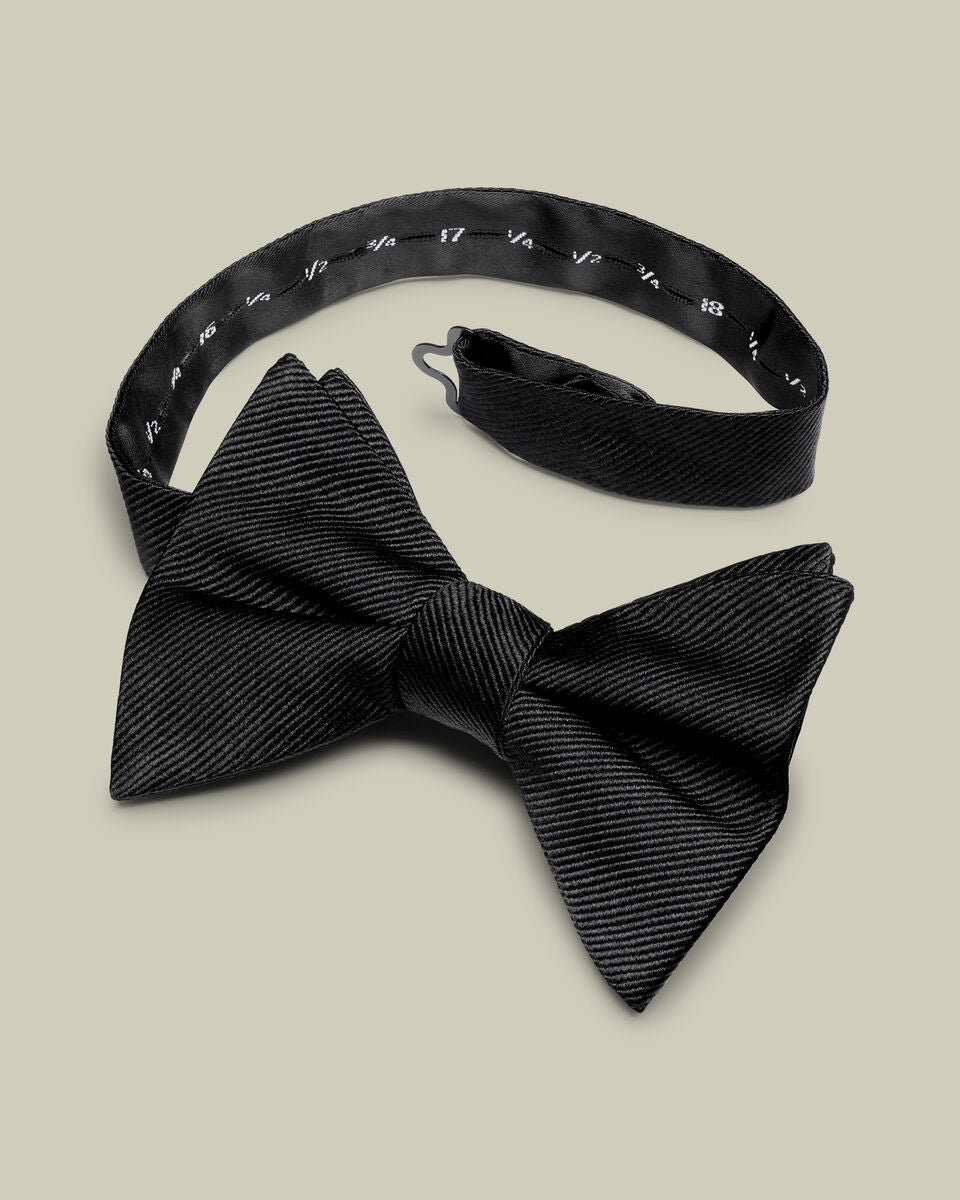 Black Ready-Tied Silk Bow Tie
