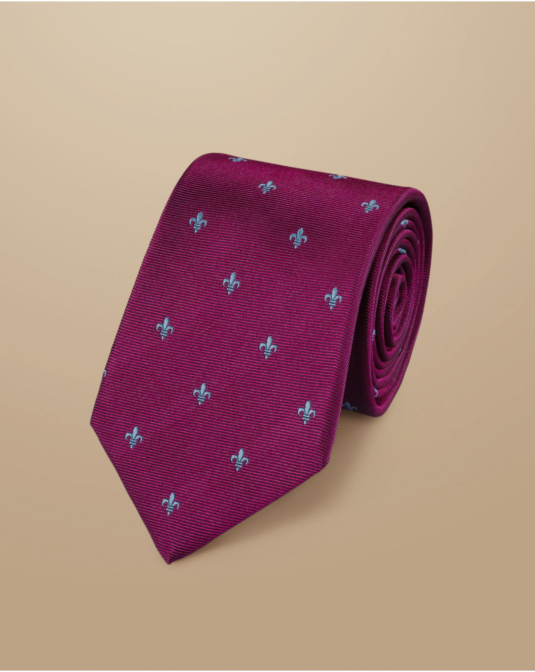 Blackberry Purple Fleur De Lys Silk Stain Resistant Tie