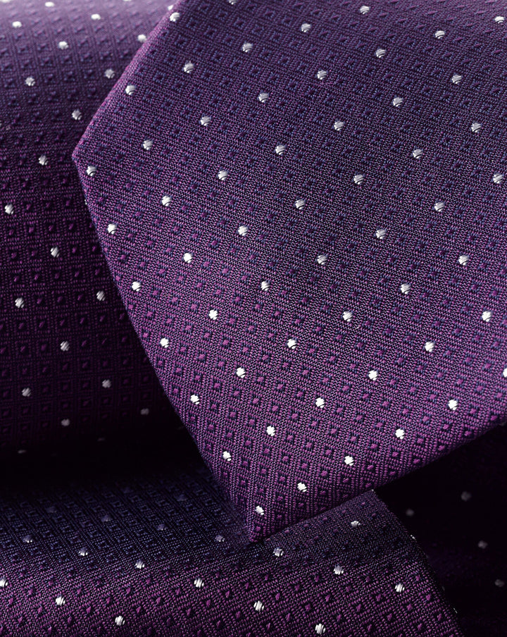 Charles Tyrwhitt Purple And Silver Grey Polka Dot Stain Resistant Tie
