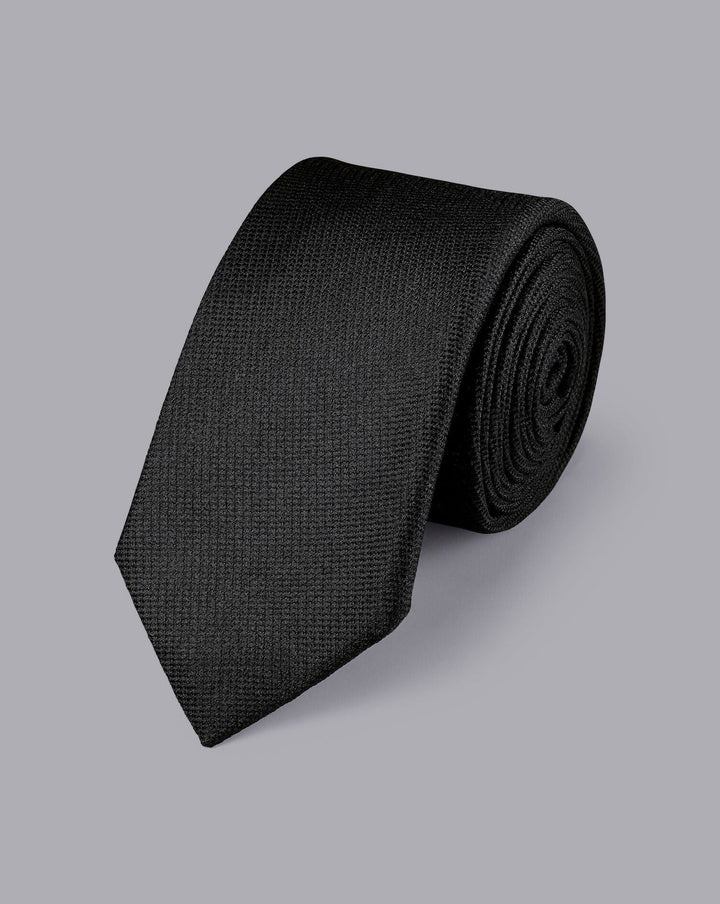 Black Silk Stain Resistant Slim Tie