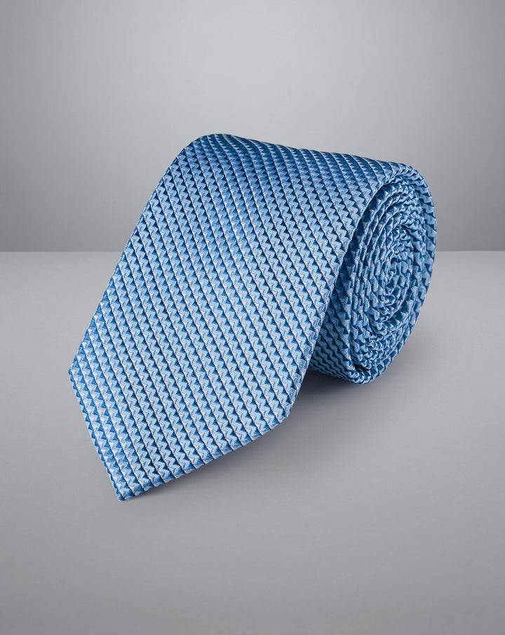 Charles Tyrwhitt Cornflower Blue Semi Plain Stain Resistant Patterned Silk Tie
