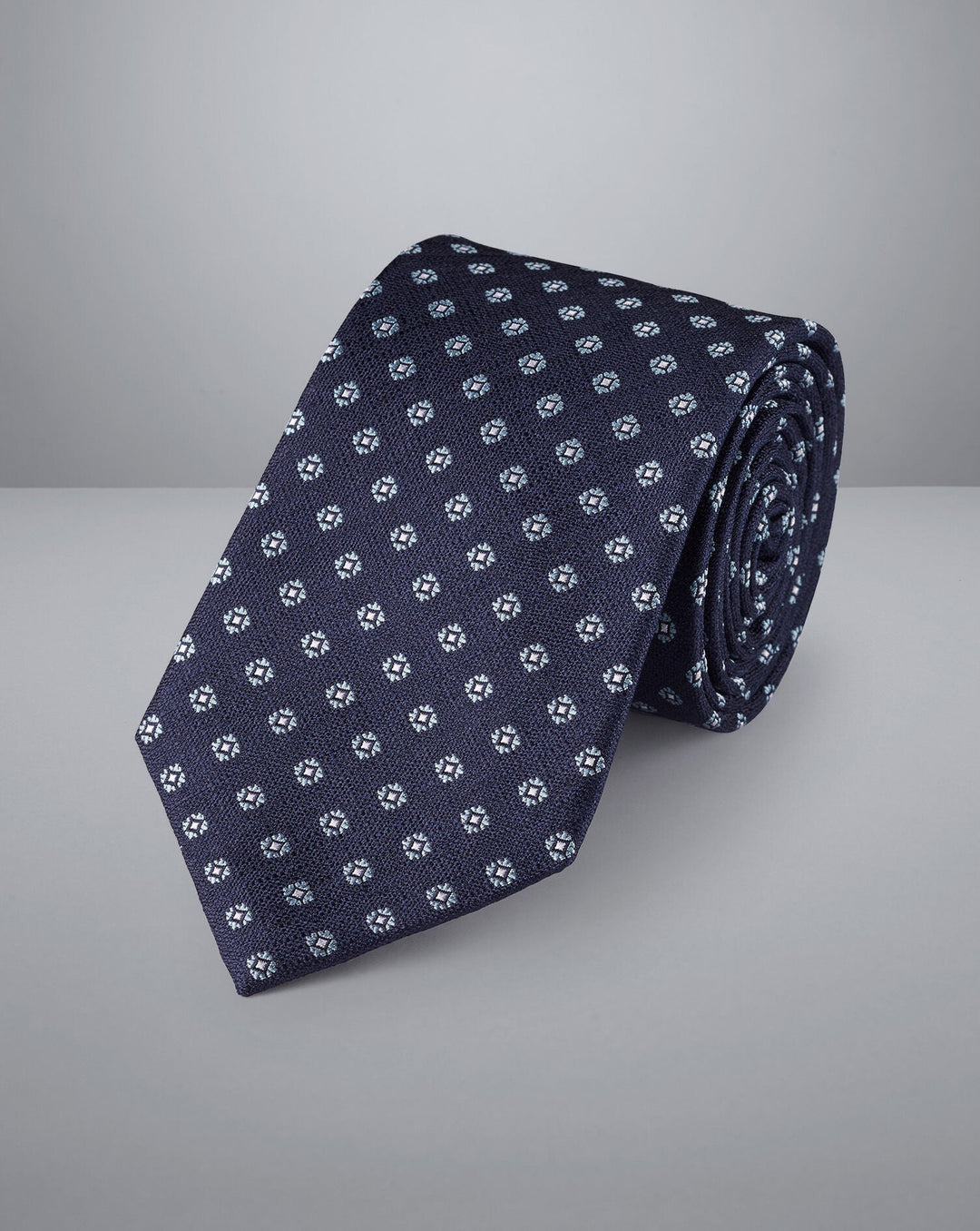 Charles Tyrwhitt French Blue Mini Floral Stain Resistant Patterned Silk Tie