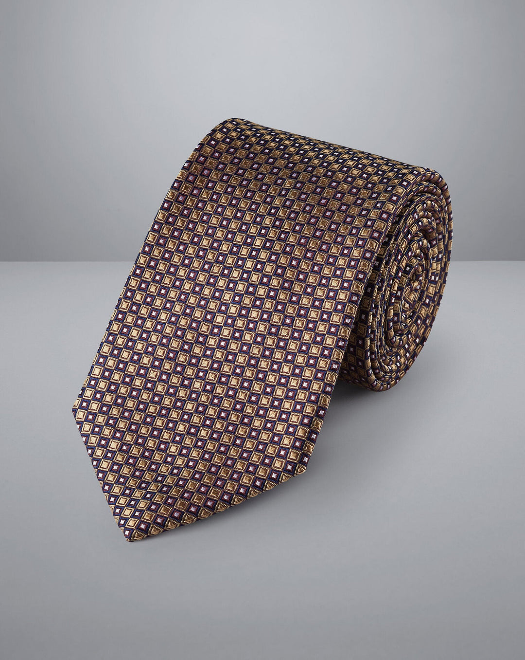 Charles Tyrwhitt Gold And Wine Stain Resistant Patterned Silk Tie