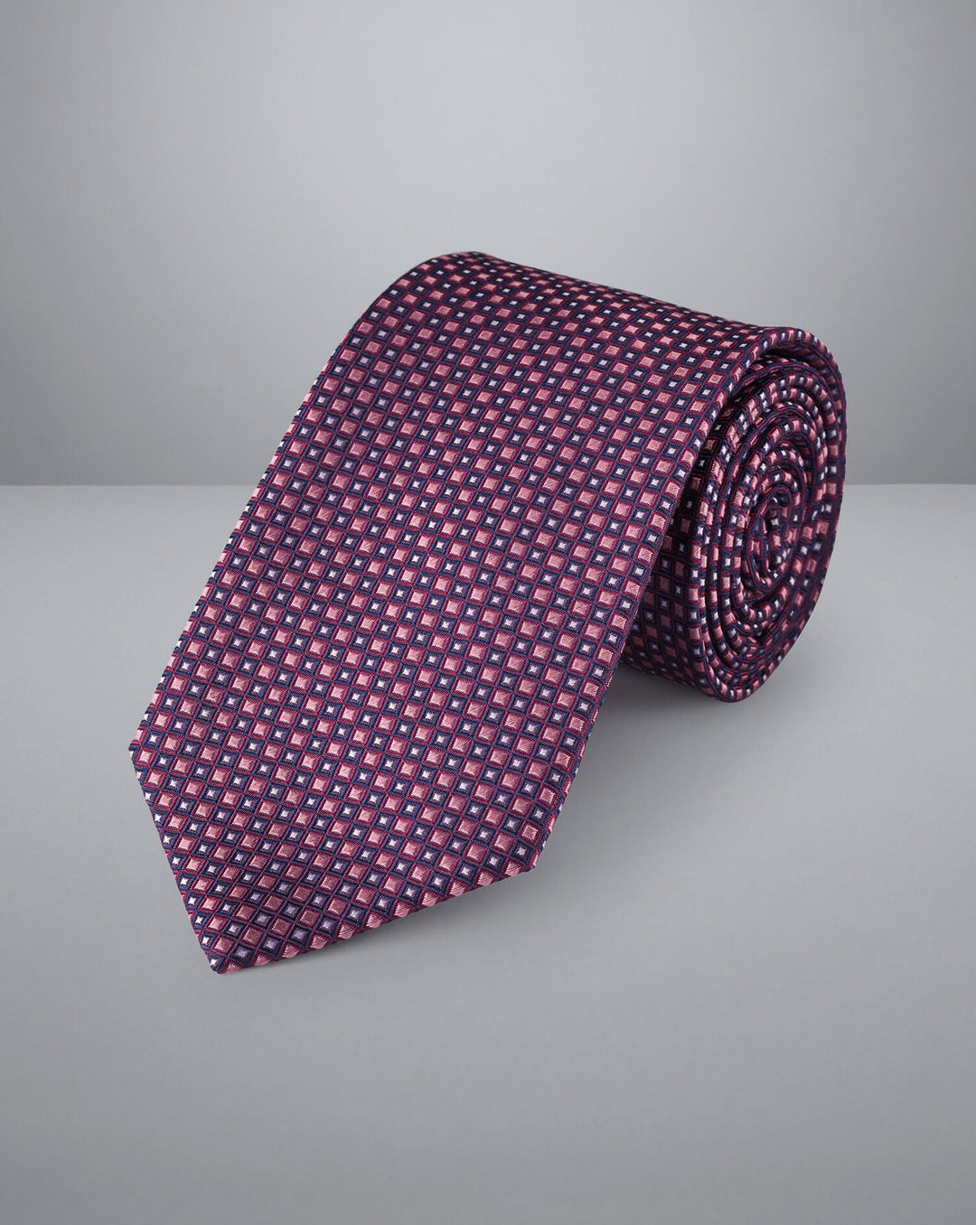 Charles Tyrwhitt  Magenta Pink And Petrol Blue Stain Resistant Patterned Silk Tie