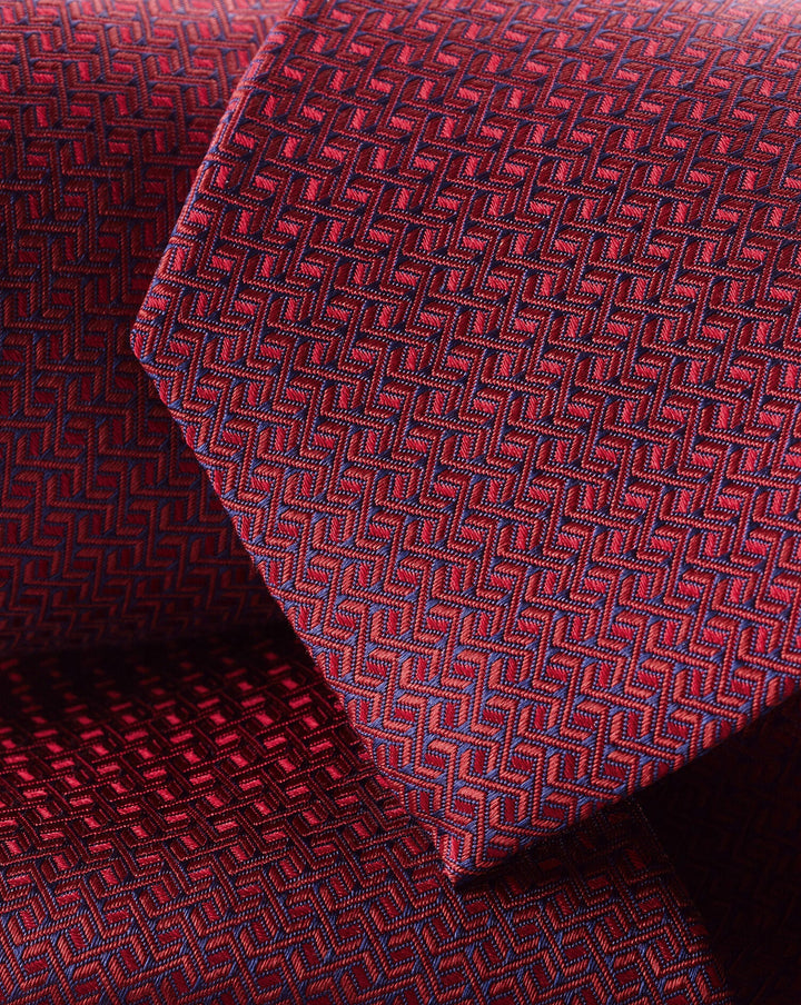 Charles Tyrwhitt Red Semi Plain Stain Resistant Patterned Silk Tie