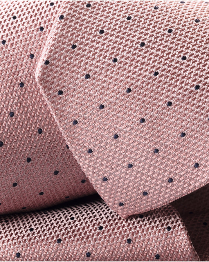 Pink And Navy Spot Silk Stain Resistant Tie