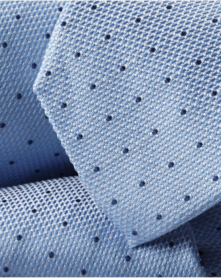 Sky And French Blue Spot Silk Stain Resistant Tie