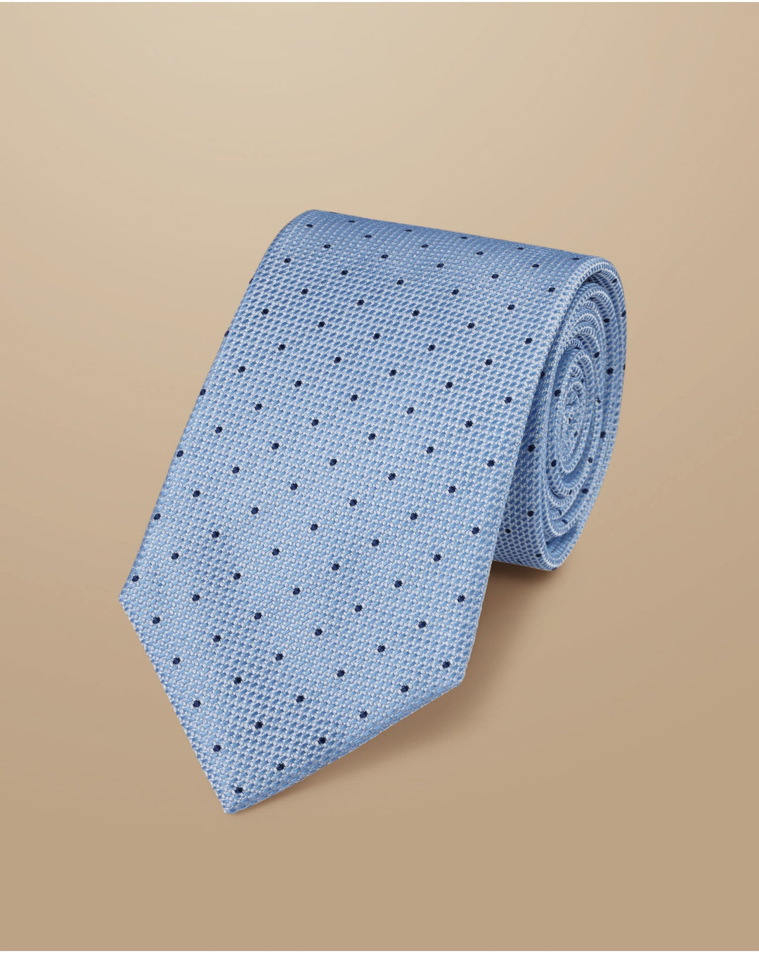 Sky And French Blue Spot Silk Stain Resistant Tie