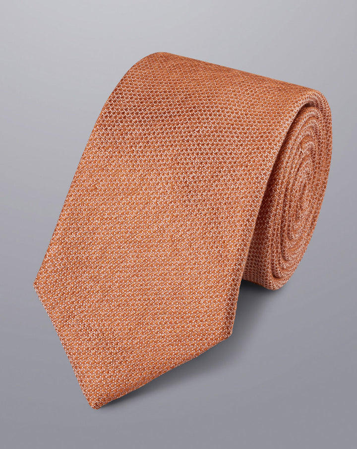 Orange Silk Linen Tie